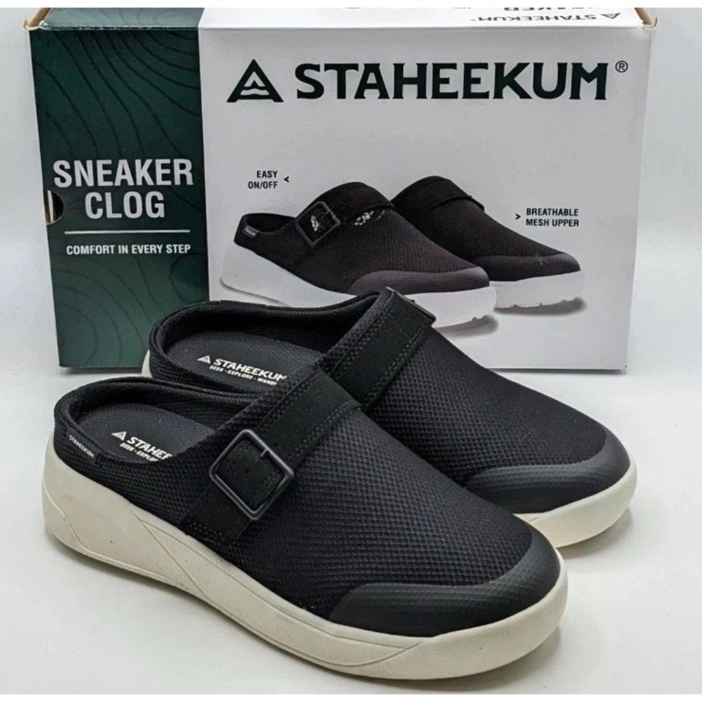 Staheekum Sneaker Clog Women's Cushioned Footbed Nonslip Shoes Black/White Sz 10